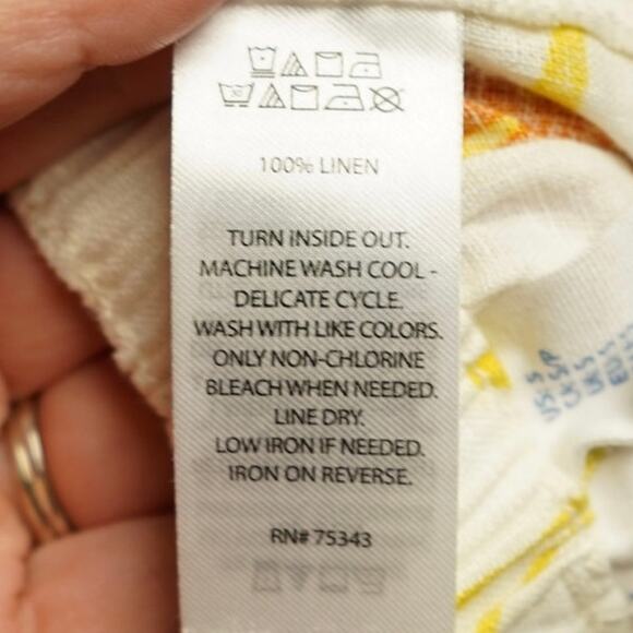 CALYPSO St. Barth Linen Wide Leg Floral Print Pants White Womens Size Small - Picture 7 of 7